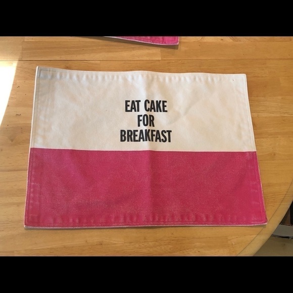 Kate Spade 4 Pink and White “Eat Cake For Breakfast” Placemats - Picture 5 of 9